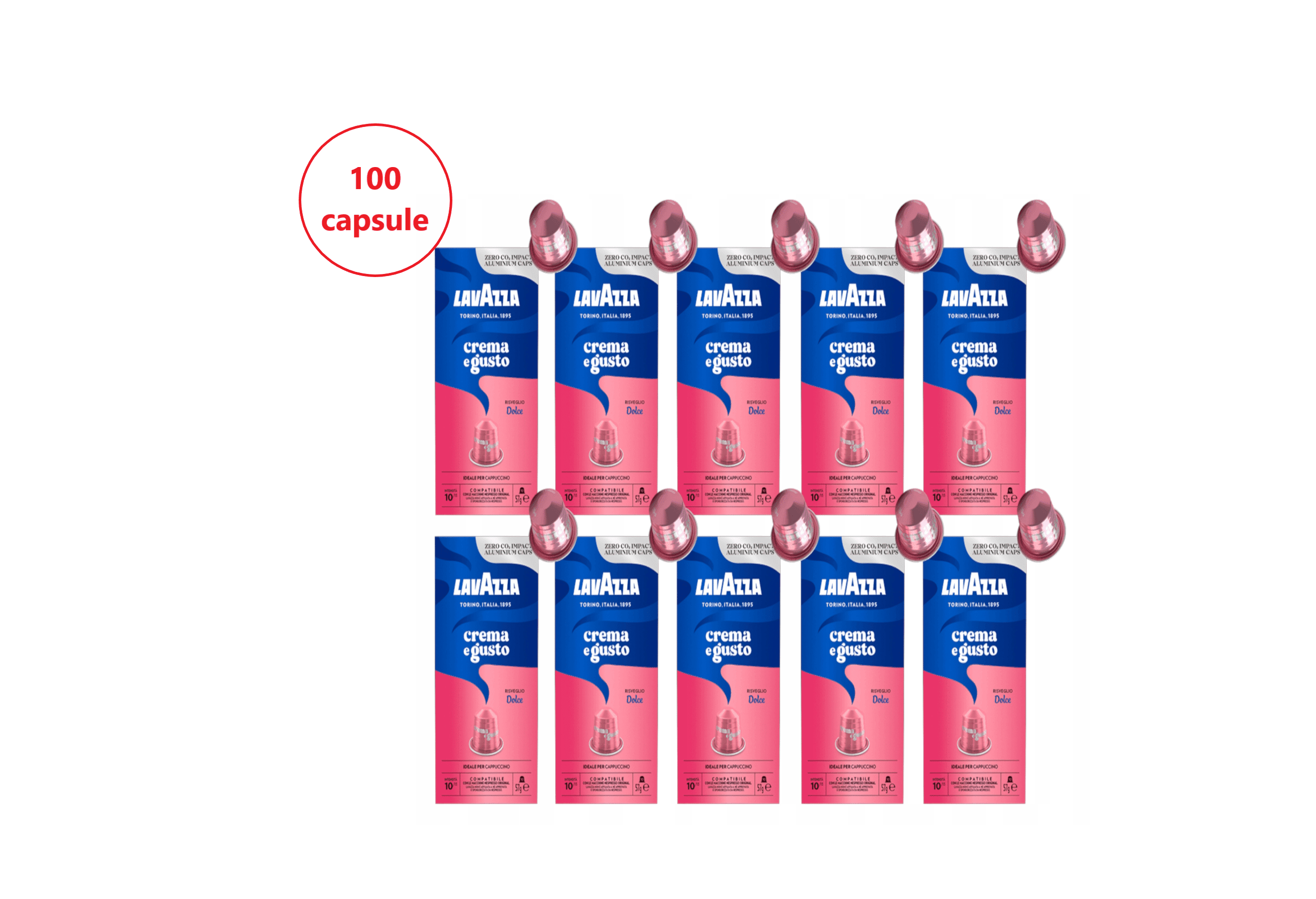 Capsule Aluminiu Lavazza Crema e Gusto Dolce – Compatibile Nespresso- 100buc 2 Capsule Aluminiu Lavazza Crema e Gusto Dolce