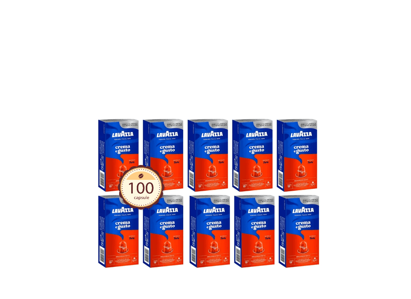 Capsule Aluminiu Lavazza Crema e Gusto Forte – Compatibile Nespresso- 100buc 1 Capsulele Lavazza Crema e Gusto Forte